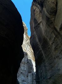 Low angle view of rock formations