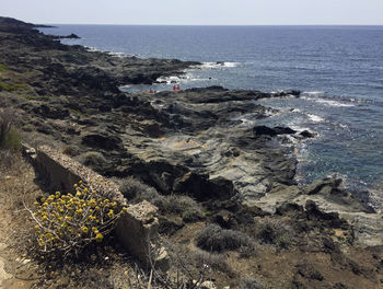 Scenic view of sea against clear sky