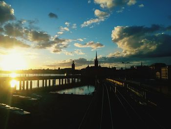 View of city at sunset
