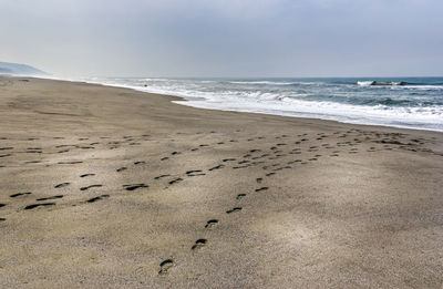 Scenic view of beach against sky