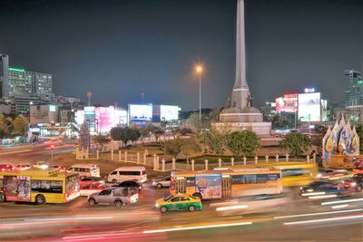 Traffic on city street at night