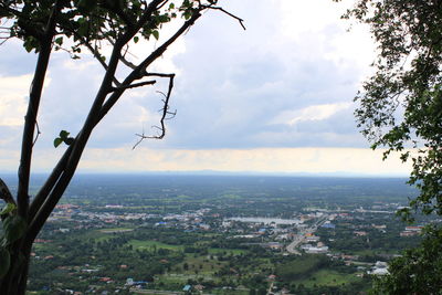 Aerial view of townscape against sky