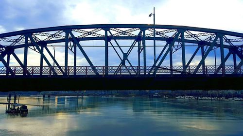 Low angle view of bridge against cloudy sky