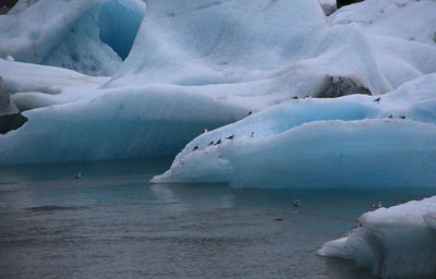 Scenic view of frozen sea against sky