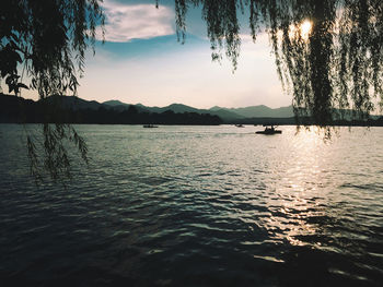 Scenic view of lake against sky