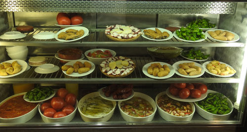 High angle view of various food on display