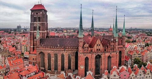 Low angle view of historic building against sky