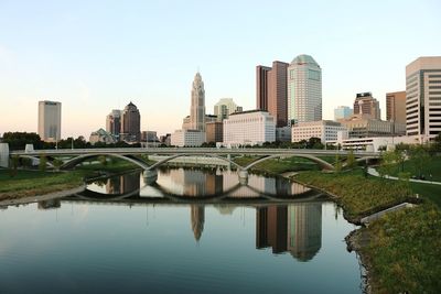 Reflection of buildings in city