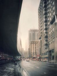 City street along buildings