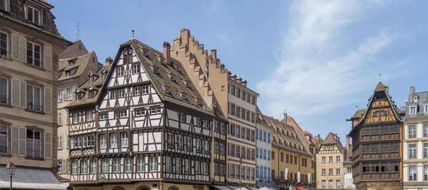 Low angle view of buildings against sky