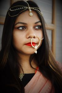 Close-up portrait of a beautiful young woman