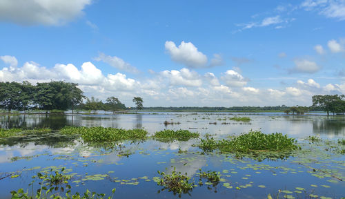 Scenic view of lake against sky