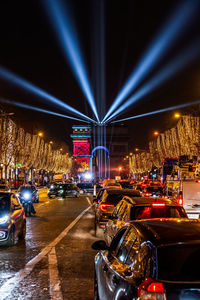 Illuminated street at night