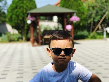 Portrait of boy wearing sunglasses