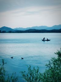 Scenic view of lake against sky