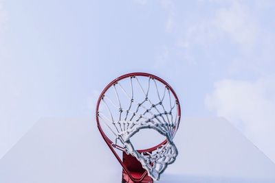 Low angle view of basketball hoop against sky