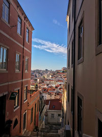 High angle view of buildings in town