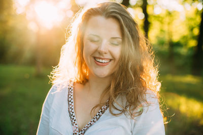 Close-up of smiling young woman