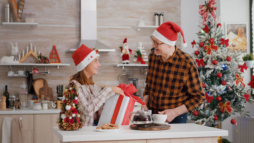 View of christmas decorations on table