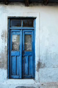 Closed door of old building