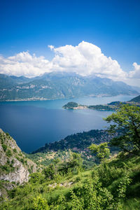 Panoramic view at lake como / lago di como in italy.