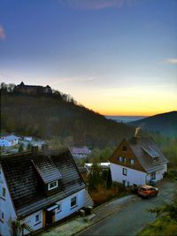 High angle view of townscape against sky
