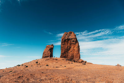 Rock formations on landscape against sky