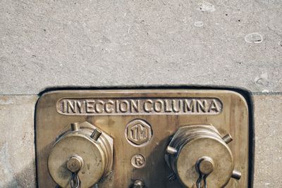 High angle view of information sign