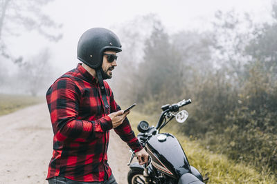 Man riding motorcycle