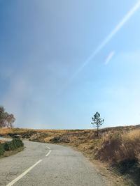 Road by trees against sky