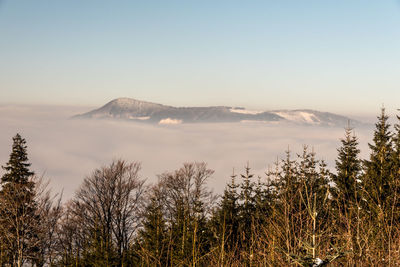 Scenic view of mountains against clear sky