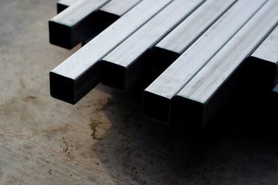 High angle view of piano on table