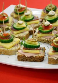 Close-up of serving food in plate