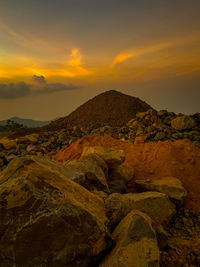 Scenic view of mountain during sunset