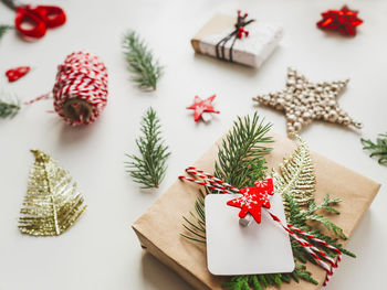 Christmas presents wrapped in craft paper.new year gifts. festive background. winter holiday spirit.