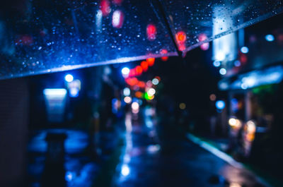 Defocused image of wet street at night