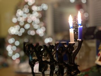 Close-up of illuminated candles