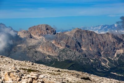 Scenic view of rocky mountains against sky