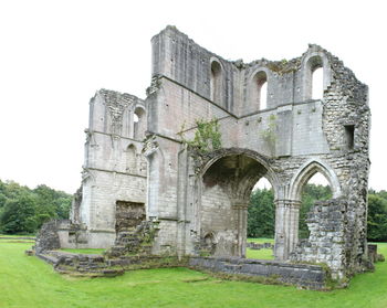 Old ruin building against clear sky