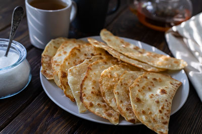 Close-up of food on table