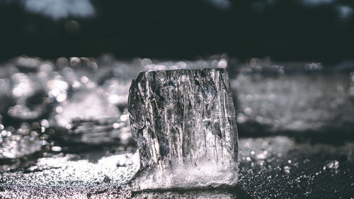 Close-up of frozen water