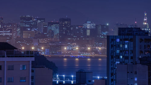 Long exposure urban night photography with buildings and lights of a brazilian city