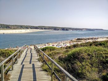 Scenic view of sea against clear sky