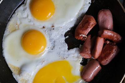 High angle view of breakfast on table