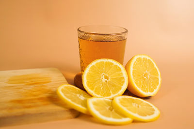 Close-up of lemon on table