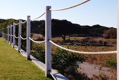 Fence on grassy field