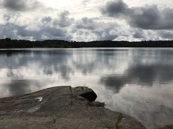 Scenic view of lake against sky