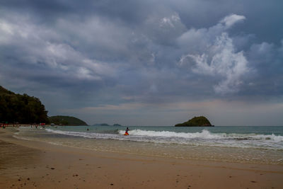 Scenic view of beach against sky