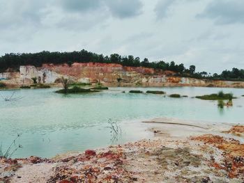 Scenic view of lake against sky