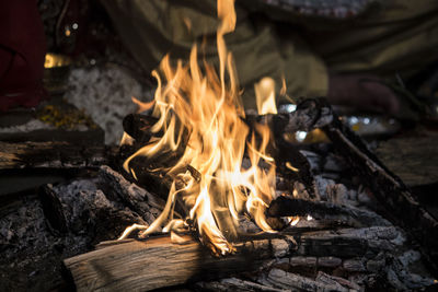 Close-up of bonfire